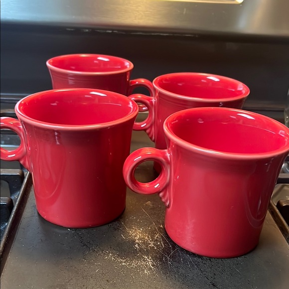 Set of 4 new Fiestaware Red Dining Mugs Classic Style - Picture 1 of 10
